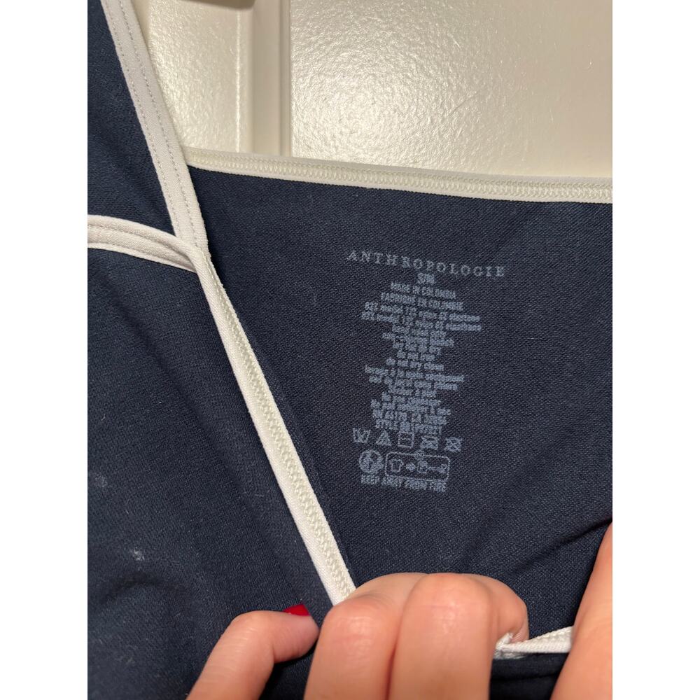 Anthropologie Navy Blue Crop Tank Top S/M - Picture 7 of 8